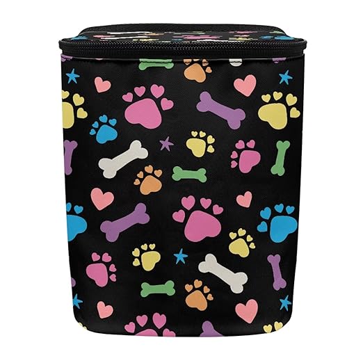 Colorful Dog Paw Print Car Trash Can Leak Proof Vehicle Trash Can for SUV Truck Van Easy to Install Automotive Garbage Cans Fashion Interior Accessories Universal Fit Most Cars SUV