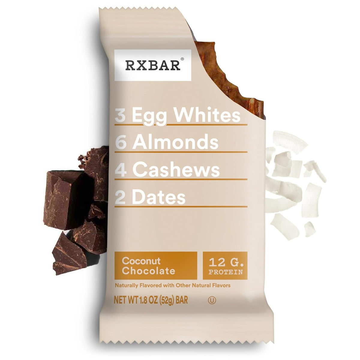 RXBAR Protein Bars, Protein Snack, Snack Bars, Coconut Chocolate, 22oz Box (12 Count)