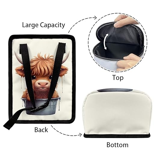 Cute Highland Cow Car Trash Can Easy Installation Multipurpose Trash Bin for Cars Leak Proof Car Trash Bag Hanging Automotive Accessories Universal Fit for Most Cars,SUV,Sedans