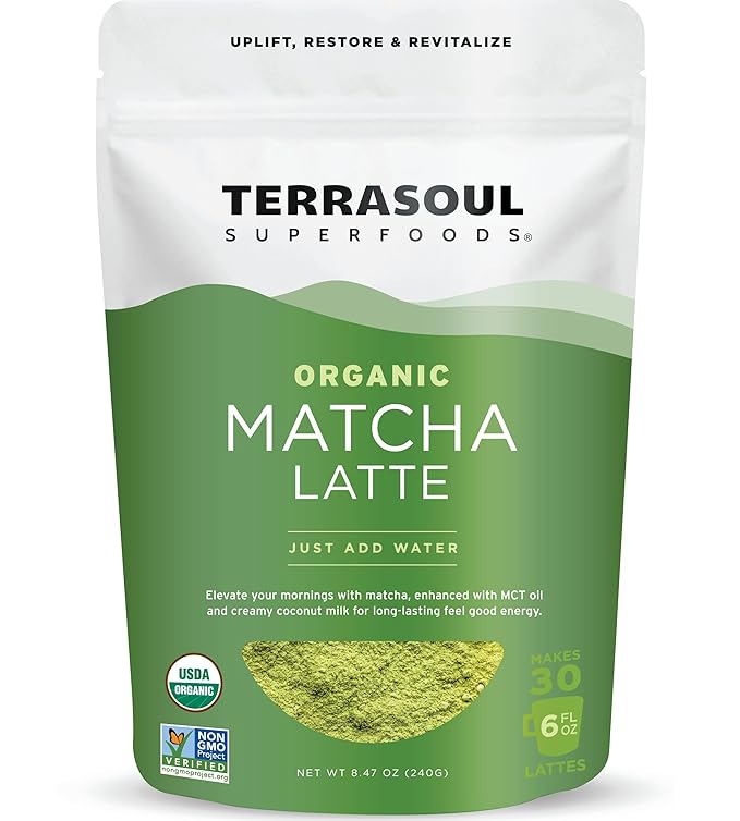 Terrasoul Superfoods Organic Matcha Latte – Premium Grade, Vegan & Dairy-Free - 8.47oz