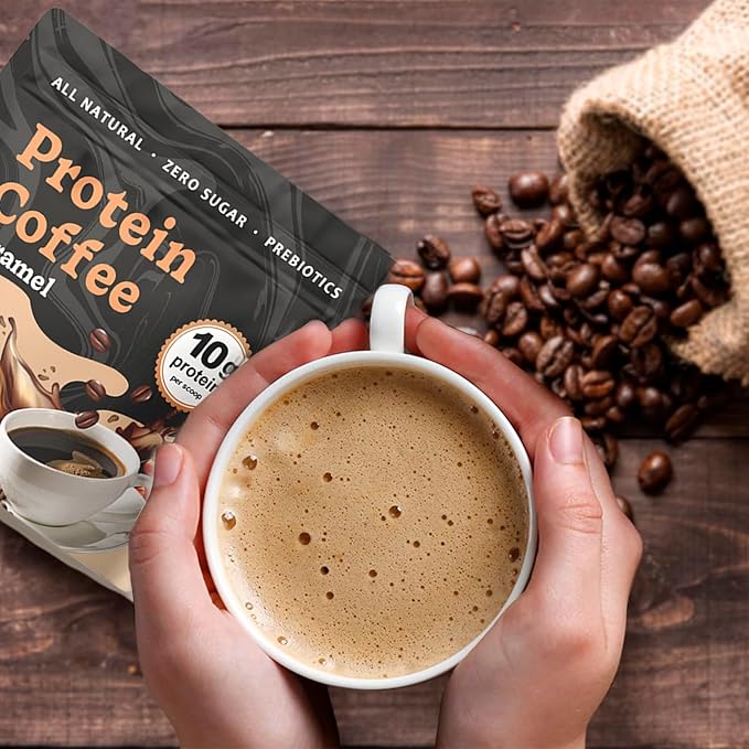 JRR Caramel Protein Coffee Powder – Premium Whey Protein & 100% Natural Cold Brew Coffee – Keto, Low Carb, Zero Sugar, No Artificial Flavors or Sweeteners, 10 Servings (1pc)