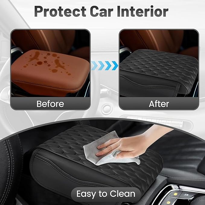 Car Center Console Cover for Polaris RZR XP 1000/4 1000 2024/2025, PU Leather Auto Center Console Pad Car Armrest Cushion Car Interior Accessories,Black