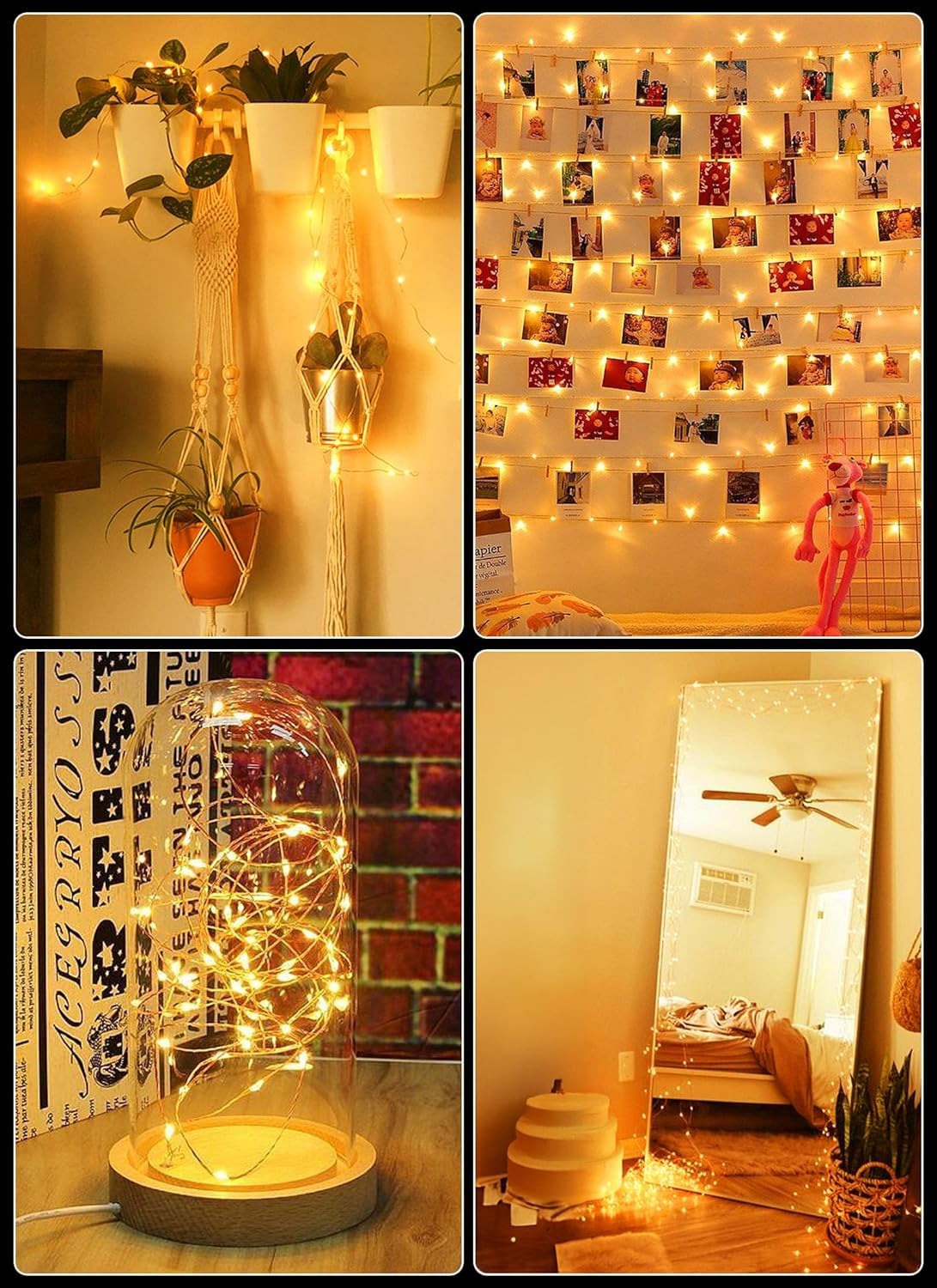 Minetom 200 LED Fairy Lights, Warm White Copper Wire, Indoor Outdoor Decoration, 66FT String Lights for Christmas, Wedding, Party