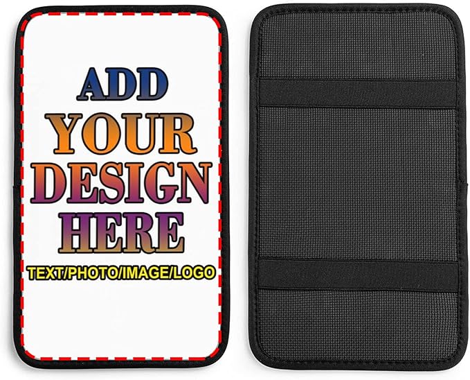 Custom Auto Center Console Pad Car Armrest Cushion Car Decor Accessories, Add Your Own Personalized Text Name Message Image on Seat Box Cover Protector, Universal for Most Vehicle Sedan, Truck, SUV