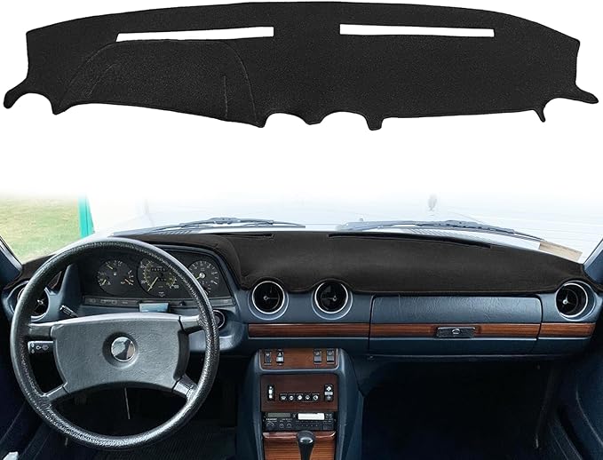 Dash Cover Mat Custom Fit for Mercedes Benz W123 300D 300CD 300TD 230 240D 280E 280CE Without Cutout for Speakers, Dashboard Cover Pad Carpet Protector (Black) F143