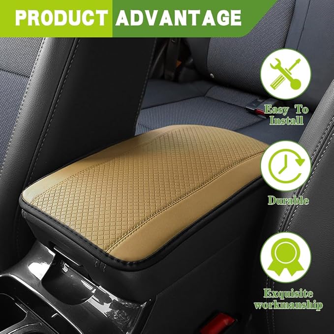 Car Center Console Armrest Pad, 12.6X 7.2 Inch PU Leather Waterproof Auto Armrest Seat Box Cover Protector, Car Center Console Cover, Universal Car Interior Accessories for Cars, Trucks, SUVs