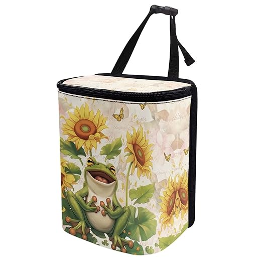 Cute Frog Car Trash Can Leak Proof Multipurpose Trash Bin for Car Easy Installation Cars Garbage Cans Fashion Auto Interior Fit for Automotive Truck SUV