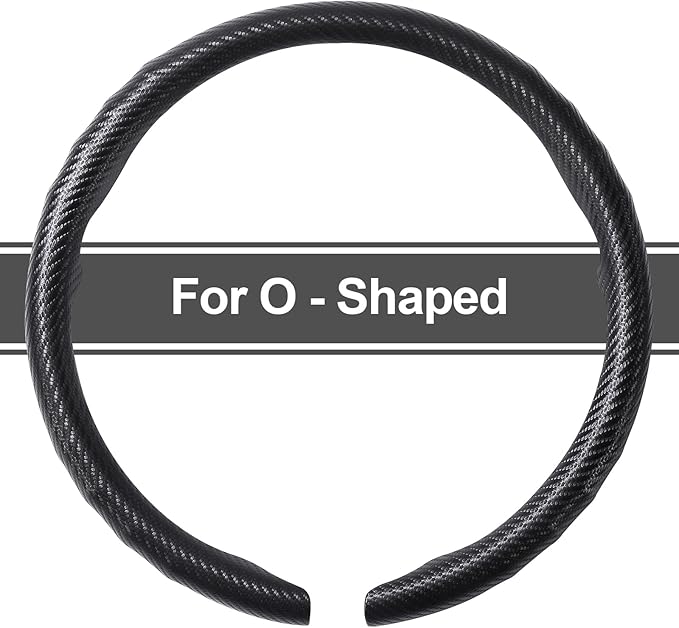 West Llama Carbon Fiber Car Steering Wheel Cove,rThin Steering Wheel Wrap Universal 14.5-15 Inch,Fit Cars,SUVs,Trucks(Black-O-Shaped)