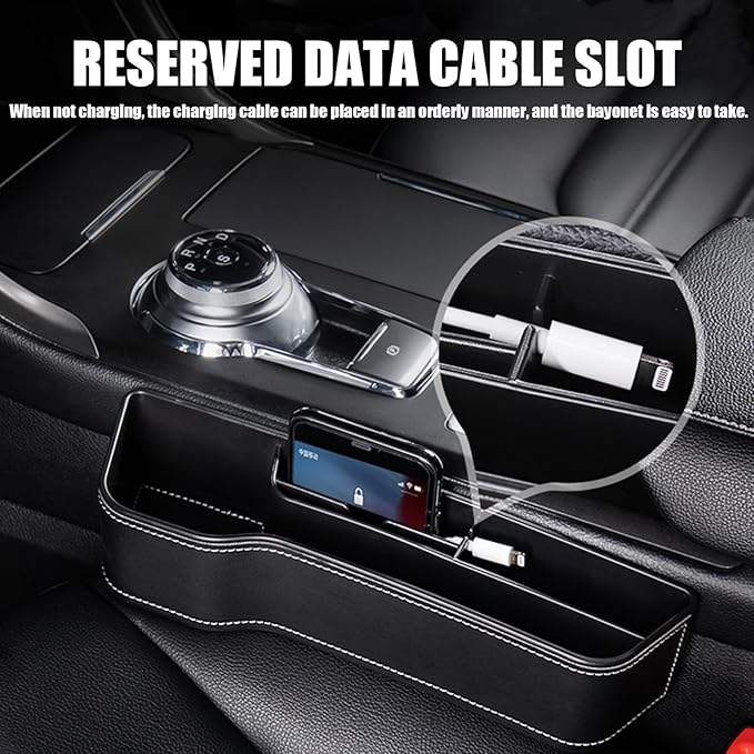 Leather Multifunctional Car Seat Organizer, Cars Seat-Gap Filler with Cup Holder, Multipurpose Backseat Car Seats Organizer Front Seats, Auto Storage Bag for Cars Console Side (Brown,Right seat)