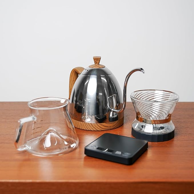 Brewista Artisan Electric Gooseneck Kettle, Water Boiler with LCD Panel, Precise Temperature Control, Fast Boiling and Keep Warm Settings for Pour-Over Coffee & Tea, Café, 1 Liter (Mirror Polished)