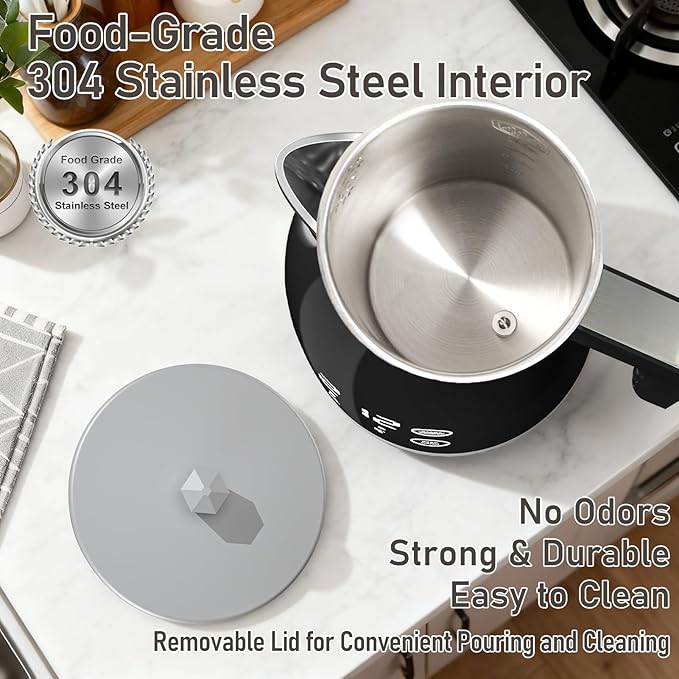 Electric Kettle with Temperature Control, 5 Preset Temps, 2H Keep Warm -1200W Quiet Water Boiler,Electric Tea Kettle with BPA-Free, Digital Cool-Touch, Rotating Base for Home,Office, Kids(Gray)