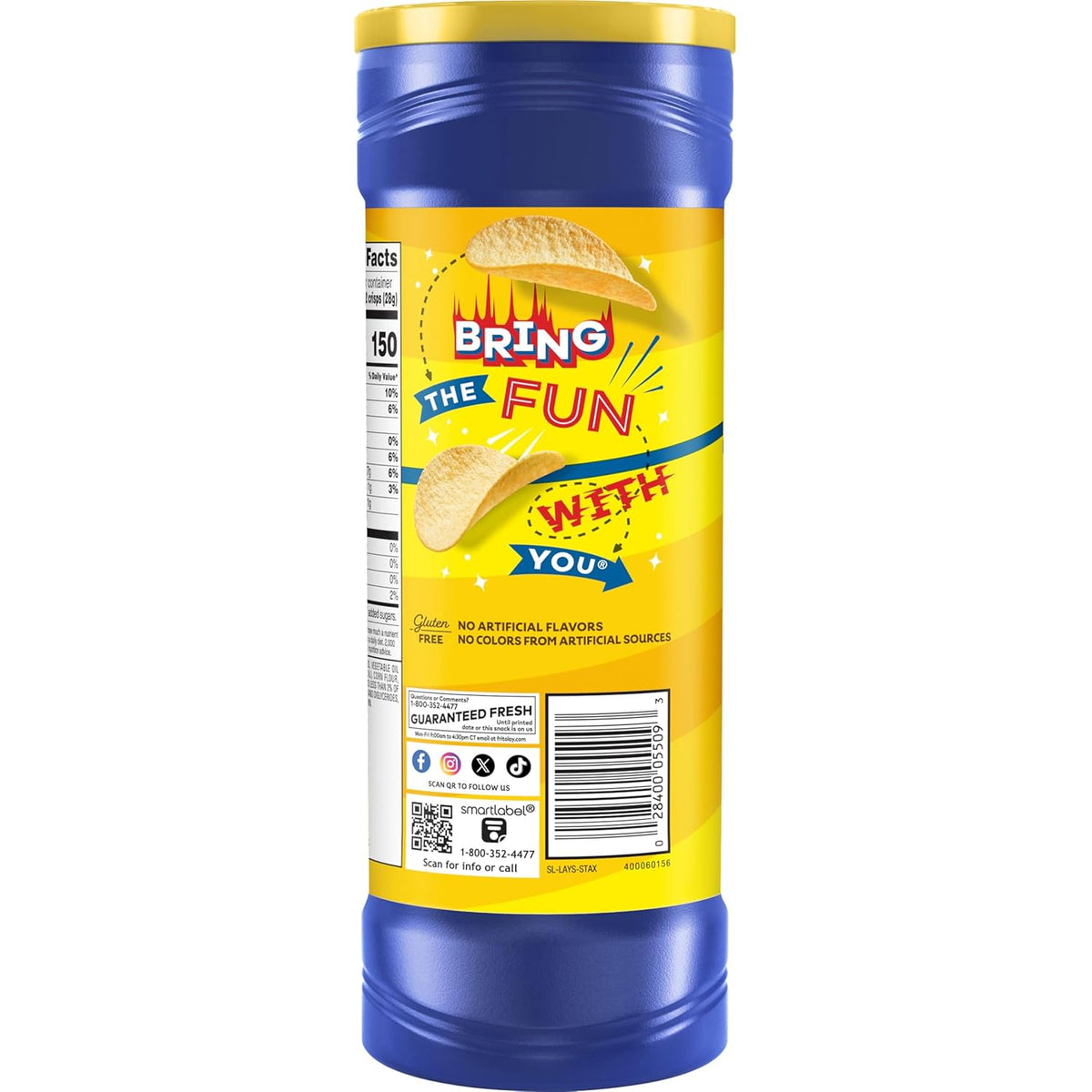 Lay’s Stax Potato Crisps Chips, Original, Gluten Free, 5.75 Oz Canister Pack