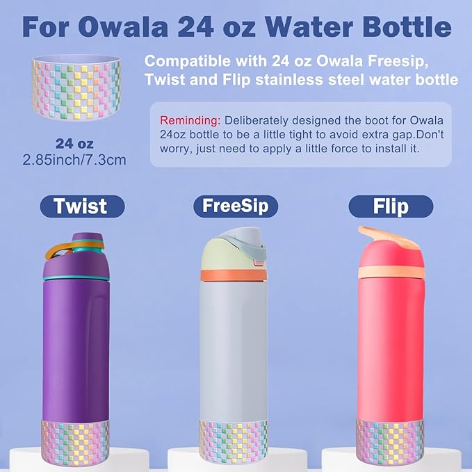 HEYSKAY 2PCS Silicone Boot for Owala Flask Water Bottle Anti-Slip Protective Sleeve for Owala Twist,FreeSip and Flip Stainless Steel Water Bottle BPA-Free Boot Bottom Base