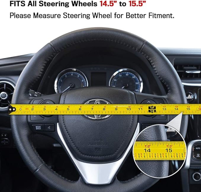 BDK UltraSport Series Steering Wheel Cover-Synthetic Leather Perforated Design & Stitching, All Black Carbon Fiber