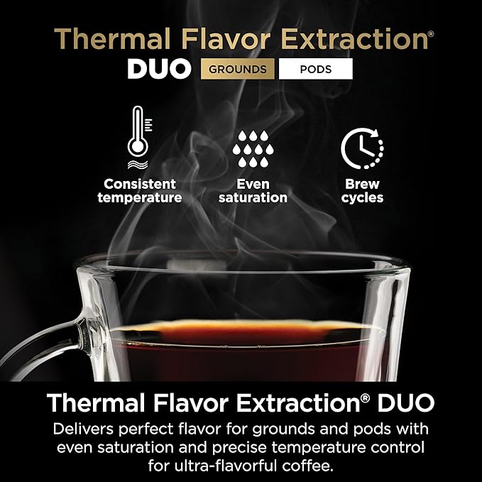 Ninja DualBrew Pro Hot & Iced Coffee Drip Coffee Maker | Compatible with K-Cup Pods | 3 Brew Styles (Classic, Rich, & Iced) | 70oz Removable Reservoir & Dishwasher Safe | Black | 14-Cup (Renewed)