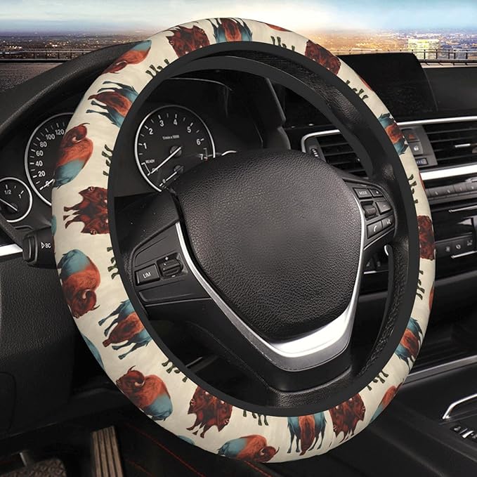 America Bison Universal Fit Steering Wheel Cover for Car, Truck, and SUV, Durable Steering Wheel Protection
