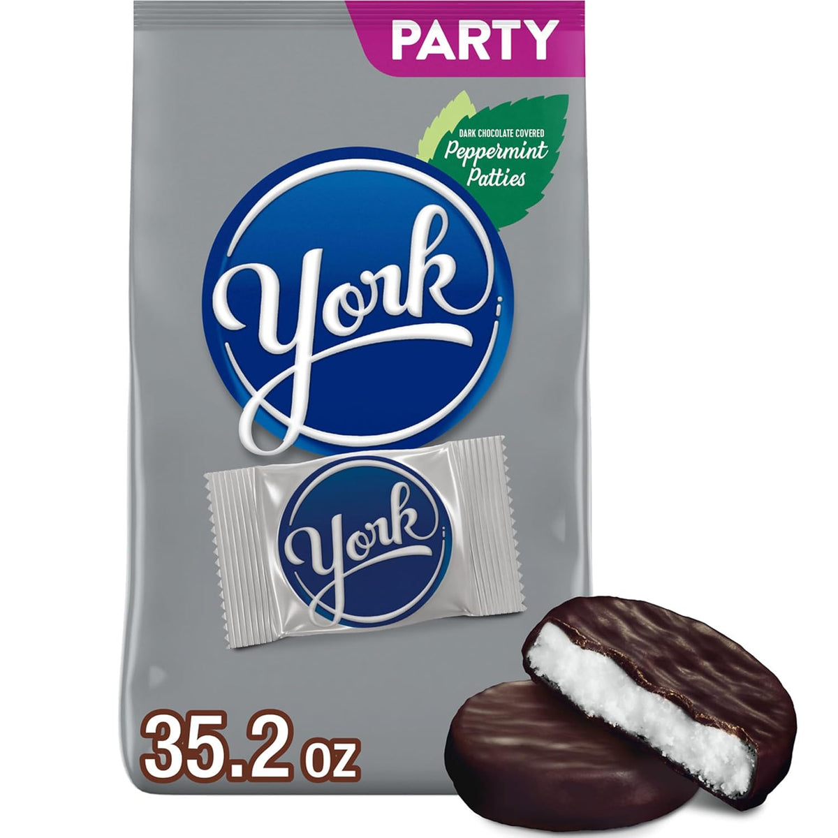 YORK Dark Chocolate Peppermint Patties, Candy Party Pack, 29.2 oz