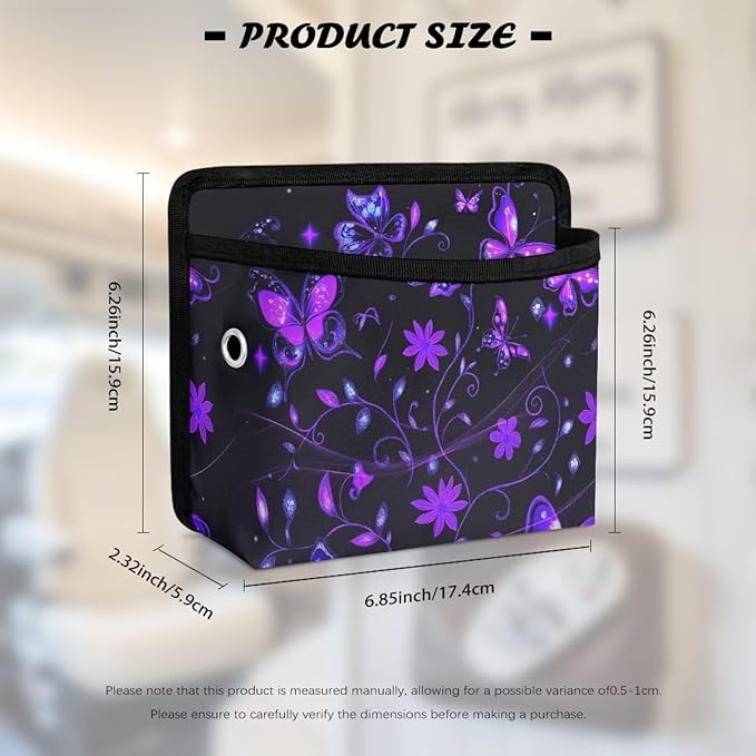 Purple Butterfly Universal Car Side Pocket Organizer, Car Pocket Pouch for Cars Seat, Door, Window, Console, Multifunctional Cars Organizer Accessories for Phone Sunglasses Keys Cards