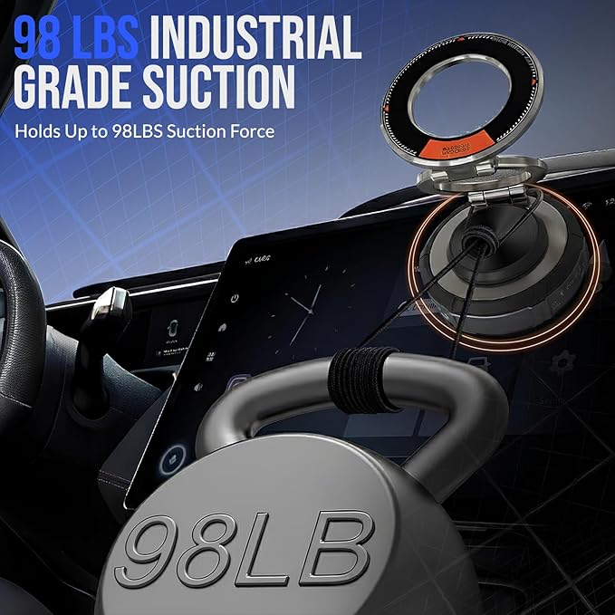 Magnetic Car Phone Holder Heavy Duty Zinc Alloy, 360° Rotation, Magsafe Strong Magnetic Suction Phone Mount, Easy One-Hand Operation, for Home, Office, Traveling, Compatible to All Smartphones