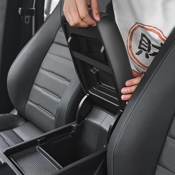 AOMSAZTO Console Covers for 2007-2011 Toyota Camry Leather Black with Black Stiches