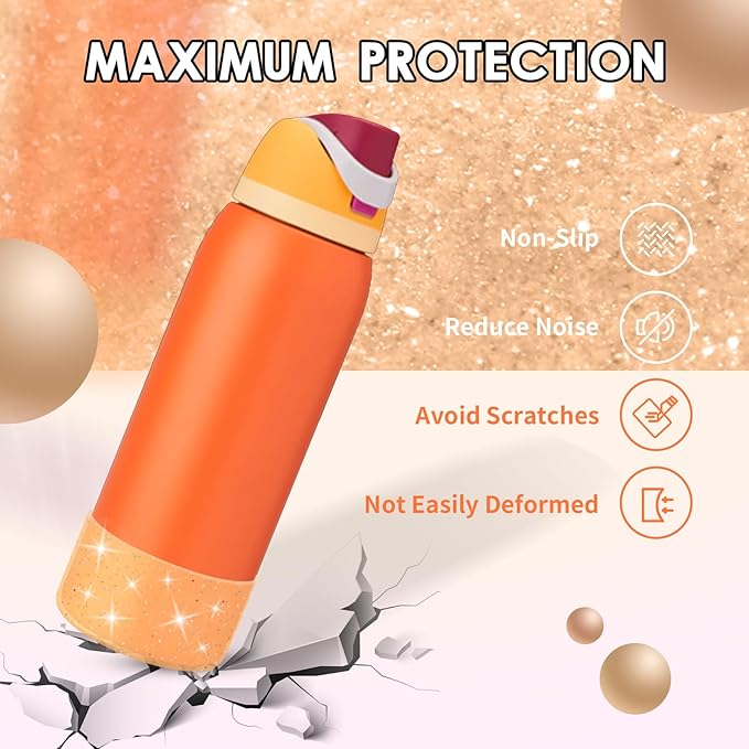 Protective Glitter Silicone Boot Compatible with Owala 24oz 32oz 40oz, Bling Cup Sleeve Bottom Bumper Cover Compatible with Owala FreeSip, Twist, or Flip Stainless Steel Water Bottles