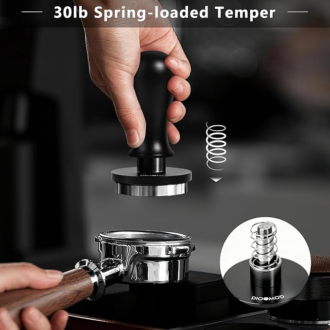 54mm Espresso Tamper – Spring Loaded Coffee Tamper Tool with 30lbs Pressure, Stainless Steel Flat Base for Breville Sage Portafilter Basket, Barista Accessories
