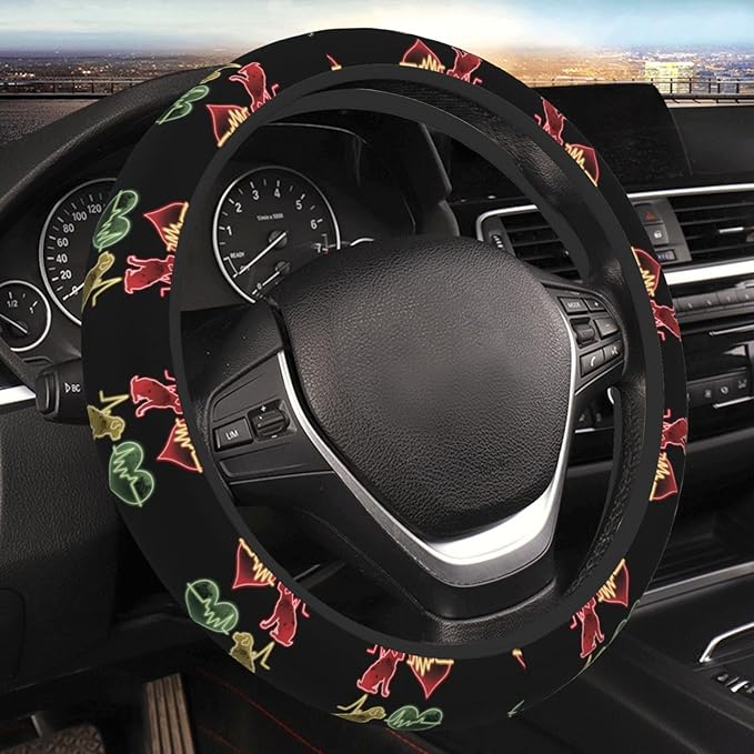 Neoprene Steering Wheel Cover Dog Love Car Steering Wheel Cover Universal Fit for Most Cars