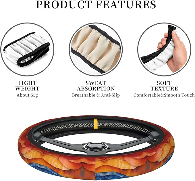 Retro Armenian Neoprene Steering Wheel Covers Women Men Car Accessories, Universal 15 Inch Fit Auto, Suvs, Truck