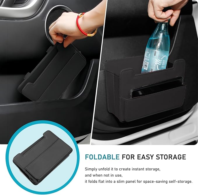 Tumecos Foldable Car Storage Box,Multifunctional Seat Back Organizer,Trash Can, Auto Door Side Pocket,Storage Bag,Car Accessories Organizer Box