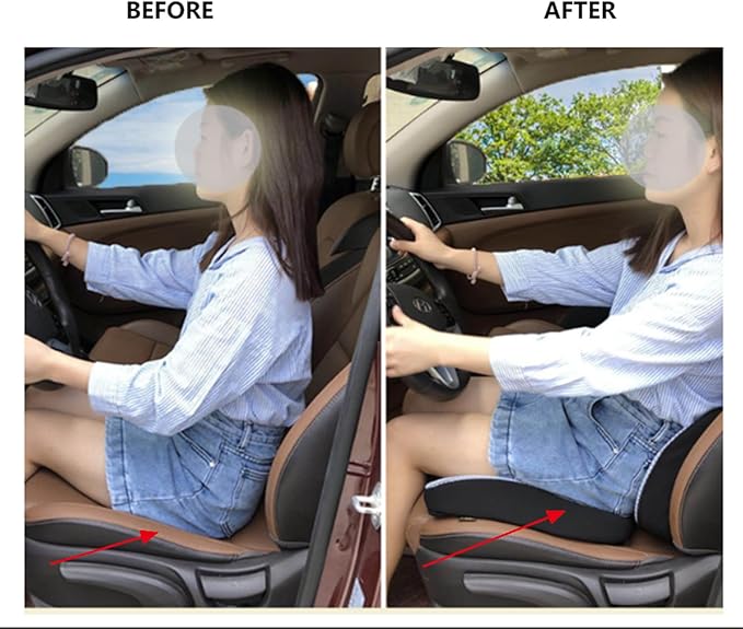 Heightening Wedge Car Seat Cushion Pad for Driving with Comfort Memory Foam, Curved Design Closely Adheres to The Lumbar Spine and Buttocks, Relieving Fatigue Broader Vision (Waist Cushion,Purple)
