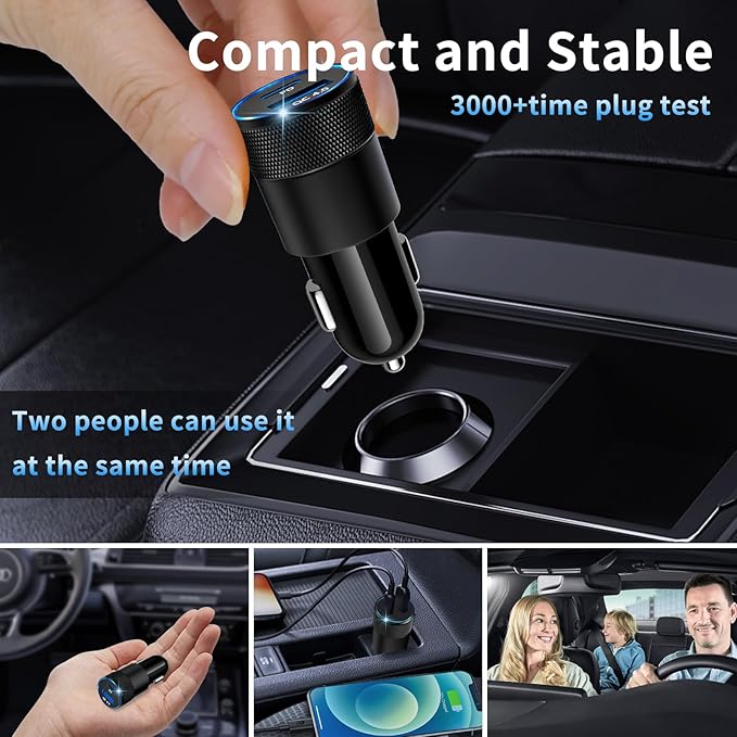 48W USB C Car Charger, Dual Port Fast Car Charger with PD&QC4.0, Ultra-Fast Charging for i Phone 16/15 Pro/Samsung S24, Compatible with Car/Truck/SUV, Perfect for Drivers, Travelers & Tech Enthusiasts