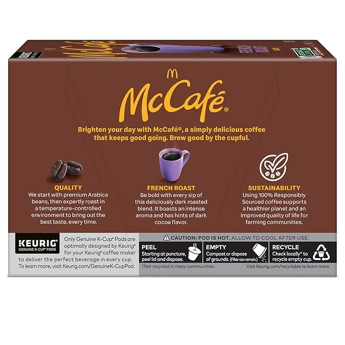 McCafe French Roast, Single Serve Coffee Keurig K-Cup Pods, Dark Roast, 60 Count (6 Packs of 10)