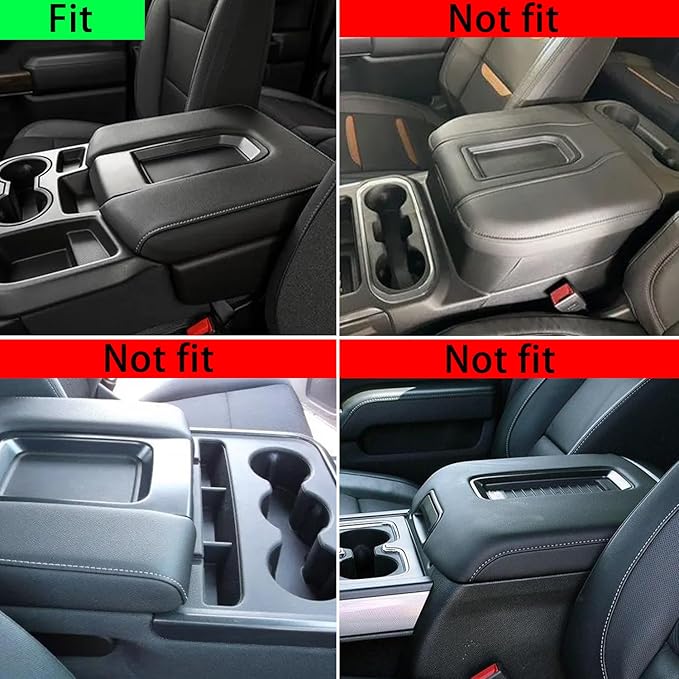Center Console Armrest Cover for Chevy Silverado/GMC Sierra Accessories 2019-2024 2025 Arm Rest Box Leather Protective Case Middle Console Lid Cushion Pad Only for Jump Seat (Black Stitches)