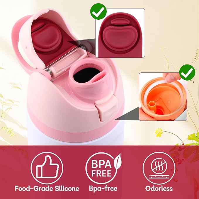 4pcs Replacement Stopper and 4pcs Ring Compatible with Owala FreeSip 24oz 32oz,Water Bottle Top Gasket Lid for Owala 16/19/24/32/40oz Seal Bottle Mouth Cap Silicone Stopper Parts Accessories
