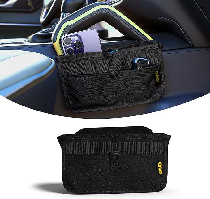 Seat Back Storage Bag for Ford Bronco 2021-2025, MOLLE Tactical Organizer for 2-Door & 4-Door (Not Sport), Armrest Storage Pouch, 600D Oxford, No Drill Easy Install, Off-Road Gear Holder Black
