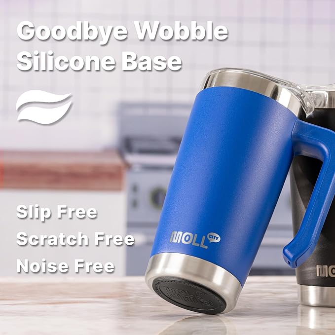 20 oz Travel Coffee Mug with Handle Kids Stainless Steel Double Wall Vacuum Insulated Tumbler Cup with Leakproof Slide Seal Lid and Straw, BPA Free (Navy)