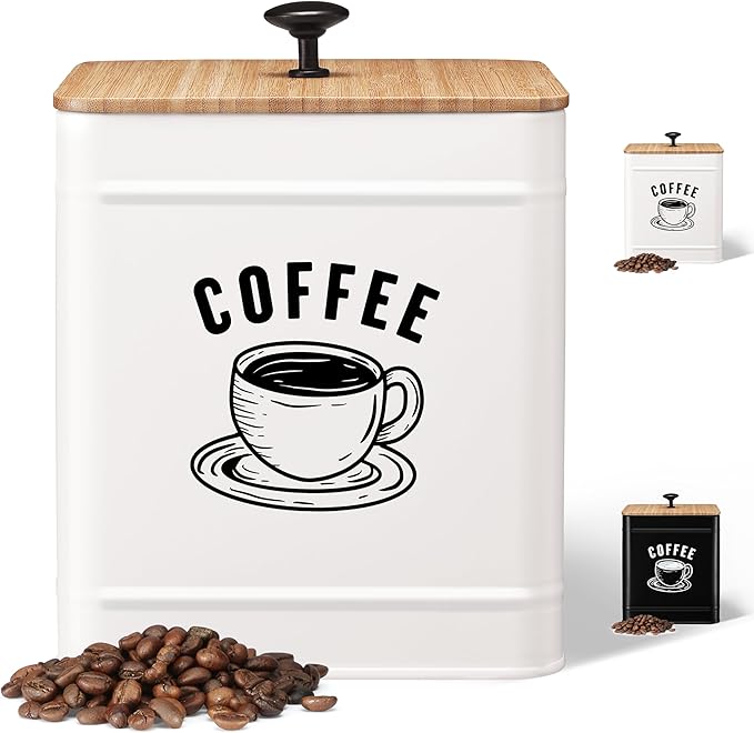 PERFNIQUE Coffee Canister, Airtight Coffee Bean Storage Container, Café Grounds Container, Cafe Jar Cafe Holder, K Cup Holder, Food Storage Container, Farmhouse Kitchen Decor