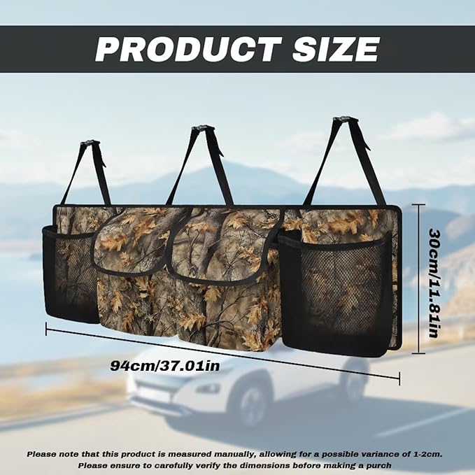 Dead Branch Trunk Hanging Organizer, Backseat Bag, Car Interior Accessories with 2 Pockets & 2 Mesh Pouches for Groceries, Will Provide More Storage Trunk Space for SUV, Jeep, MPVs