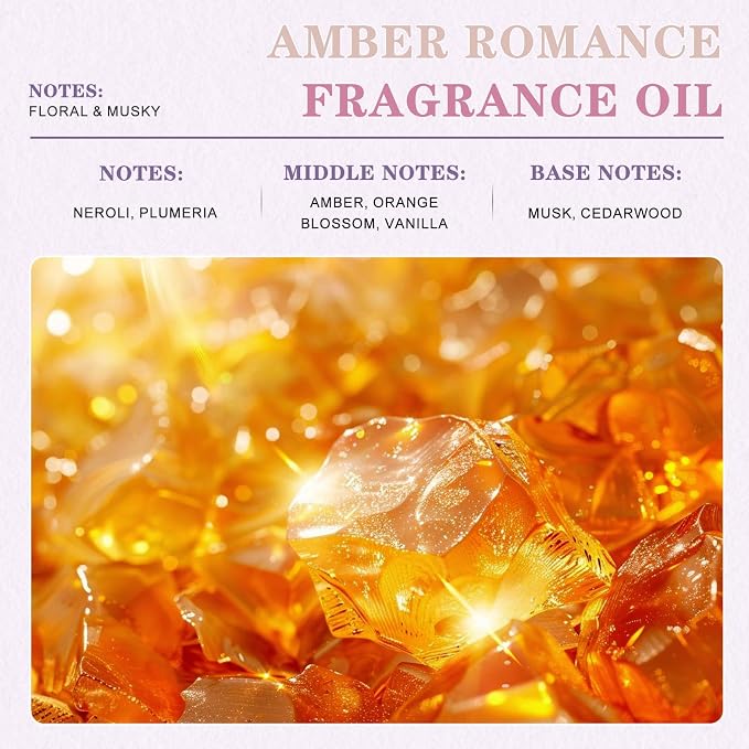 EUQEE Amber Romance Fragrance Oil, 100ml/3.38 Fl Oz Essential Oil for Home, Long Lasting Aromatherapy Oil for Diffuser, Candle Making, Soap Making, Laundry, Home Fragrance Gift