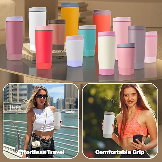 2pcs Silicone Boot for Owala SmoothSip Slider Coffee Tumbler 20oz 12oz, Anti-Slip Sleeve for Travel Coffee Mug, Protective Accessories for Owala BPA Free (Vanilla Bean)