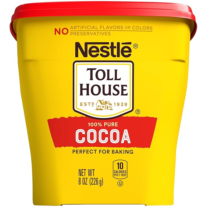 Nestle Toll House 100% Pure Cocoa Perfect for Baking, No Preservatives, Artificial Flavors or Colors, Baking Cocoa (8oz)