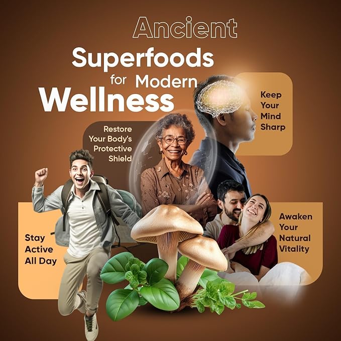 Mushroom Coffee, 10 Mushroom Extract Powder Blend Lion's Mane, Reishi, Chaga, Cordyceps, Turkey Tail, Brain Supplements with Instant Coffee for Energy, Focus, Memory and Immunity 150g