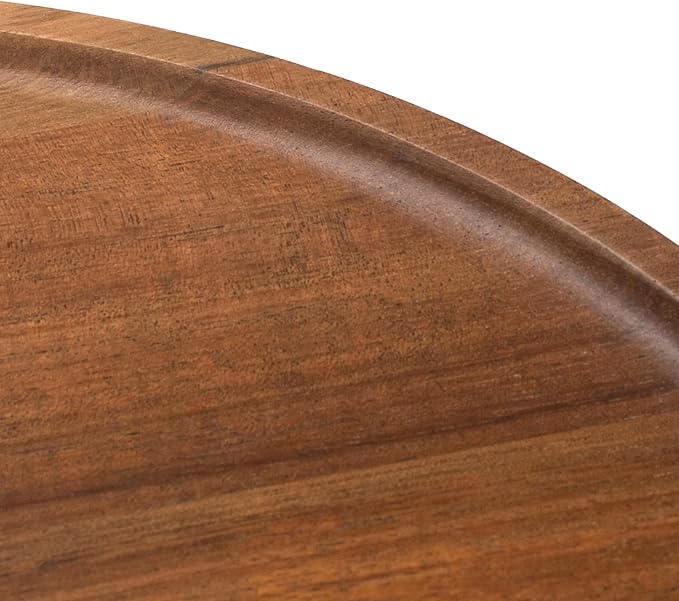 Round Wood Tray, Acacia Wooden Decorative Serving Tray for Coffee Table and Home Decor, Wooden Appetizer Charcuterie Board for Kitchen Countertop (9.8 inch)