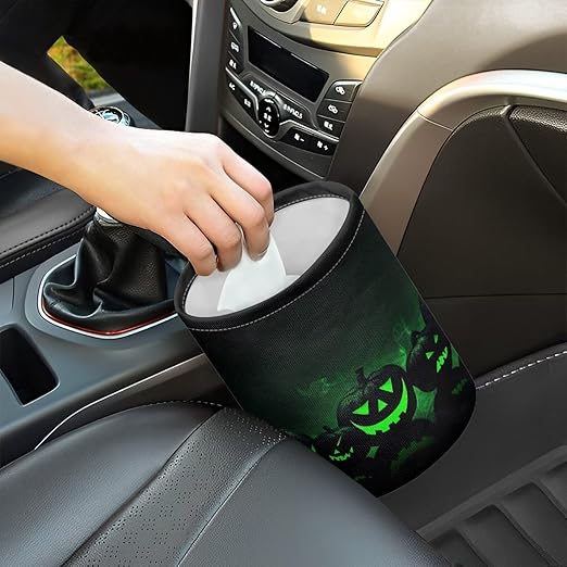 Green Pumpkins Car Trash Can, Cute Car Trash Bag, Vehicle Trash Can, Multipurpose Trash Bag Hanging, Portable, Waterproof Storage Bag for Cars