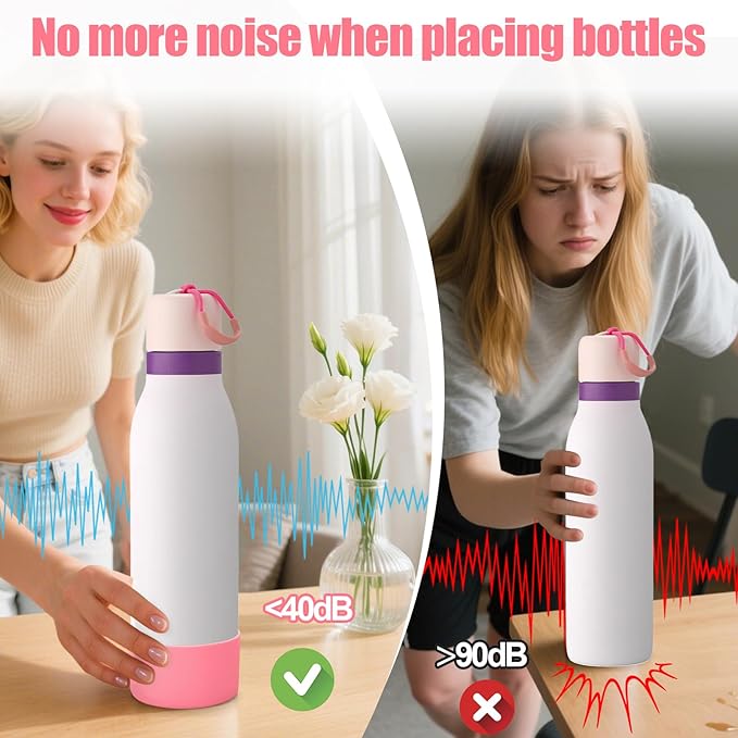 Mity rain 2PCS Silicone Boot for Owala FreeSip Twist Water Bottle, Anti-Slip, Noise-Reducing,Prevents Scratches(18 oz Pink)