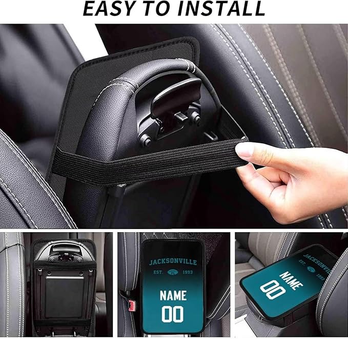 Custom Car Armrest Cover, Add Personalized Name and Number - Auto Center Console Pad, Fit Most Cars