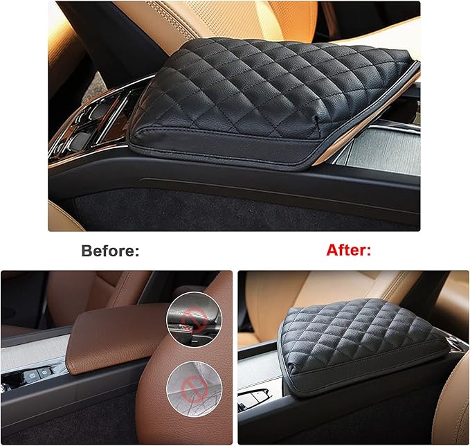 Armrest Cover for 2018-2026 Volvo XC60 (Core/Plus/Ultimate/Ultra/Black Edition/Momentum/R-Design/Inscription) Volvo XC60 Accessories Center Console Cover Protector Middle Protector PU Leather,Non-Slip