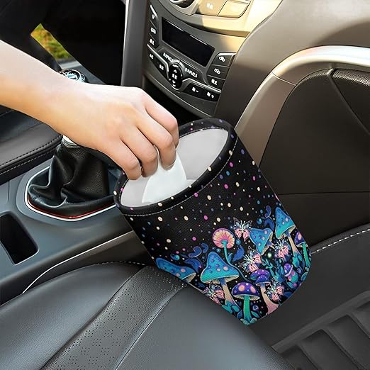 Colorful Mushroom Car Rubbish Bag Hanging Can Reusable Compact Rubbish Holder Mini Car Organizer for Car Garbage, Easy to Install