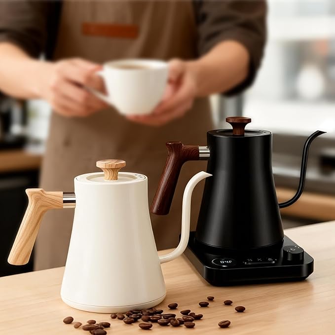 Gooseneck Electric Kettle with Temperature Control, 0.9L Pour Over Coffee Kettle, 1200W Fast Boil, Stainless Steel Interior, Auto Shut-Off & Boil-Dry Protection, for Coffee and Tea (black)