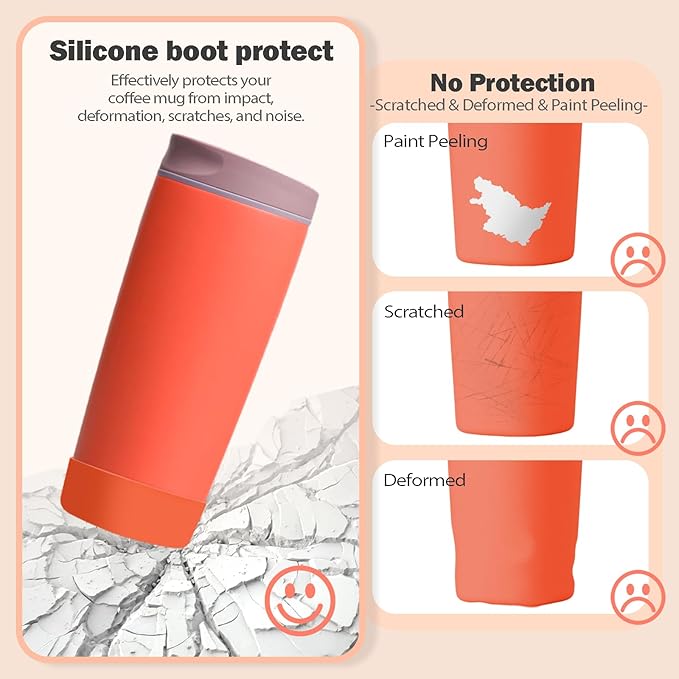 2pcs Silicone Boot for Owala SmoothSip Slider Coffee Tumbler 20oz 12oz, Anti-Slip Sleeve for Travel Coffee Mug, Protective Accessories for Owala BPA Free (Terracotta Sunset)
